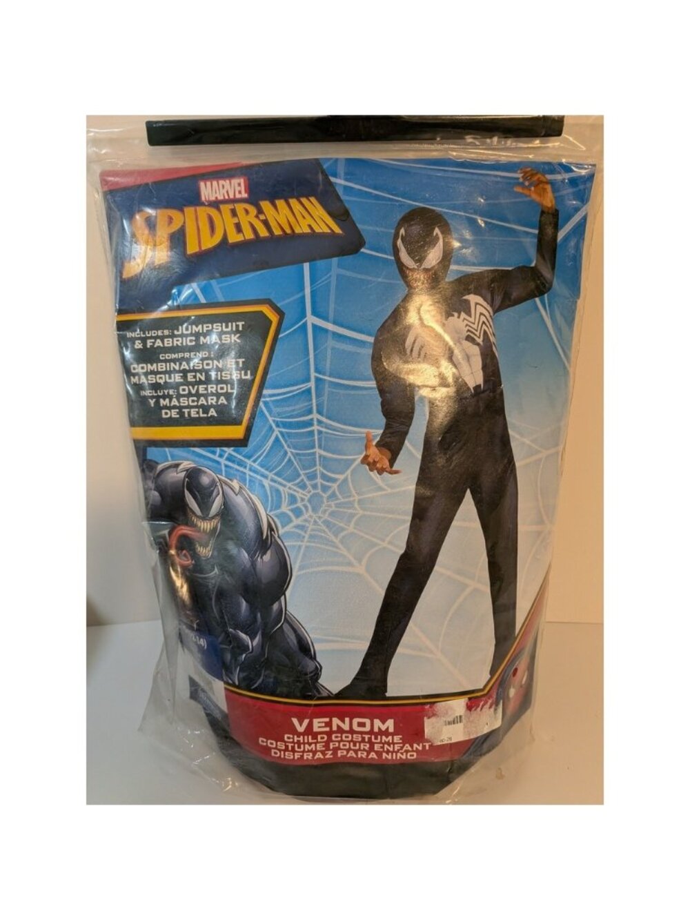 Marvel Venom Spider-Man Child Costume Jumpsuit Mask Jazwares Boy Size L 12-14